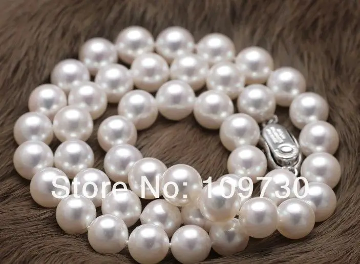 

Jewelry 00931 11-12mm natural south sea white pearl necklace 18inch 14KGP solid gold