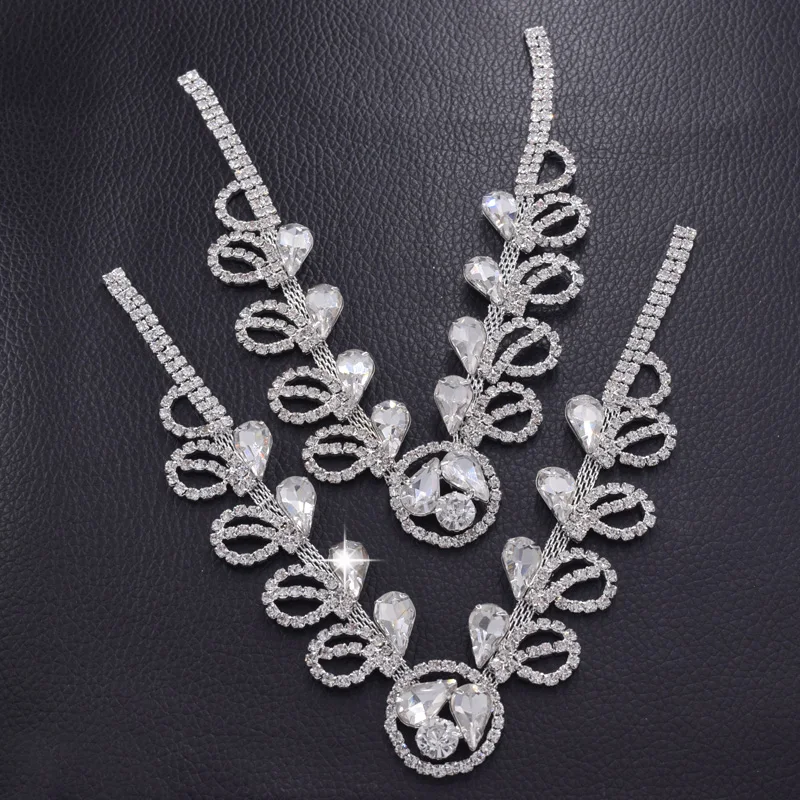 Rhinestone crystal glass shoes appliques sew on (6)