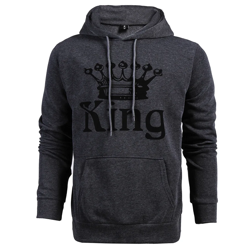  2017 New Women Men Hoodies King Queen Printed Sweatshirt Lovers Couples Hoodie Hooded Sweatshirt Ca