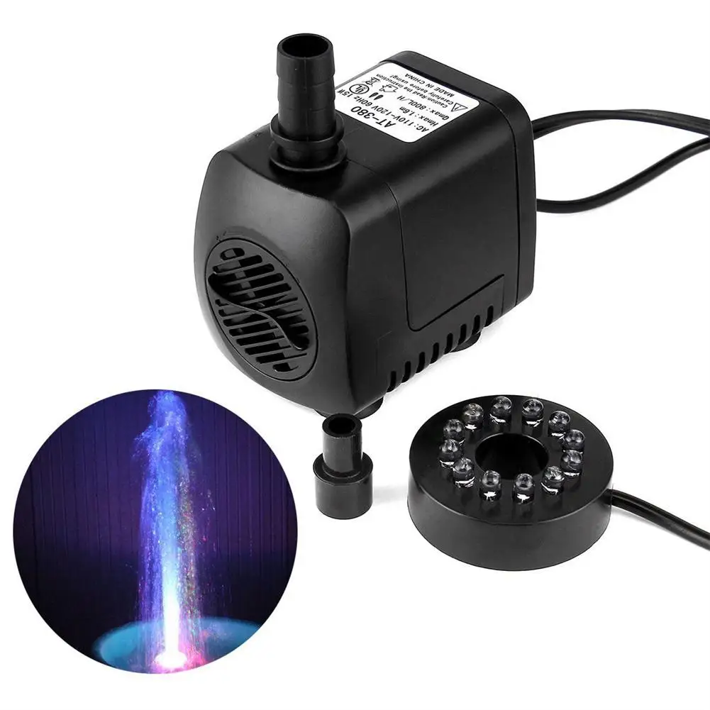 AC 110V 220V 15W мини погружной водяной насос с 12 Светодиодный светильник для