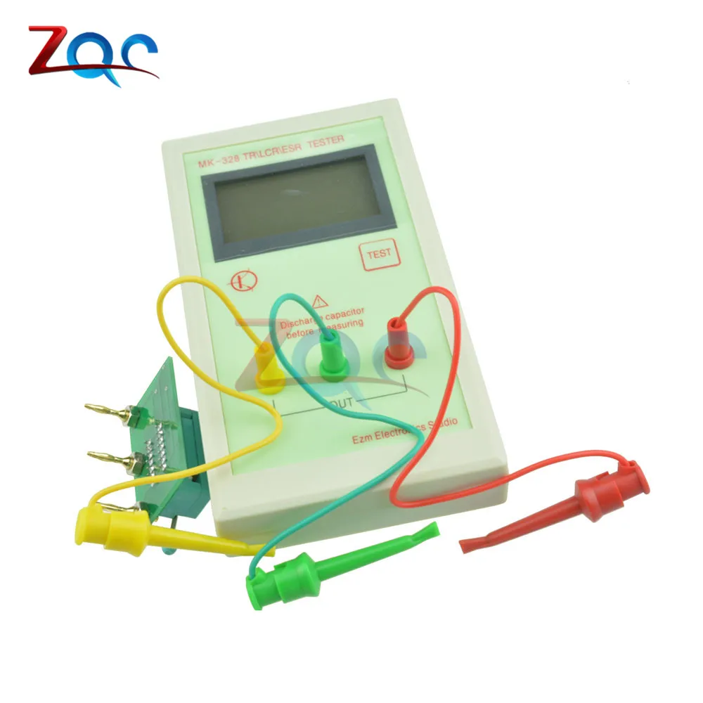 MK-328 Tester Transistor Inductance Capacitance Resistance ESR Meter TEST MOS/PNP/NPN Automatic Detector with Clip Cable 5