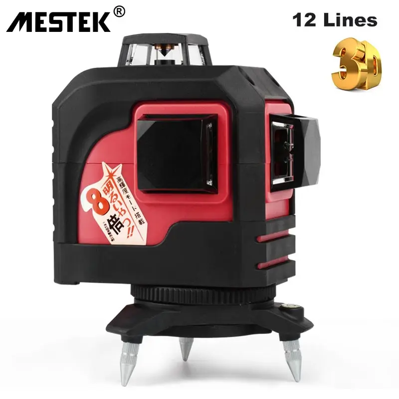 

MESTEK Nivel Niveau 12 Line 3D Laser Level Self-Leveling 360 degree Horizontal Vertical Cross powerful Outdoor Can use Detector