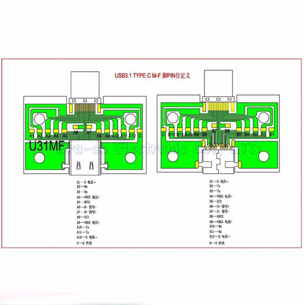 10 шт. USB3.1 Тип C разъем штекер тестовая плата PCB Размер: 35*22*0 8 мм|pcb board|pcb test boardtype c type |