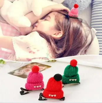 

Party Favors Christmas gift! Children Diamond Gift Cute Headwear Wool Hat Hair Clips Cap Hairpins Girls women Barrettes