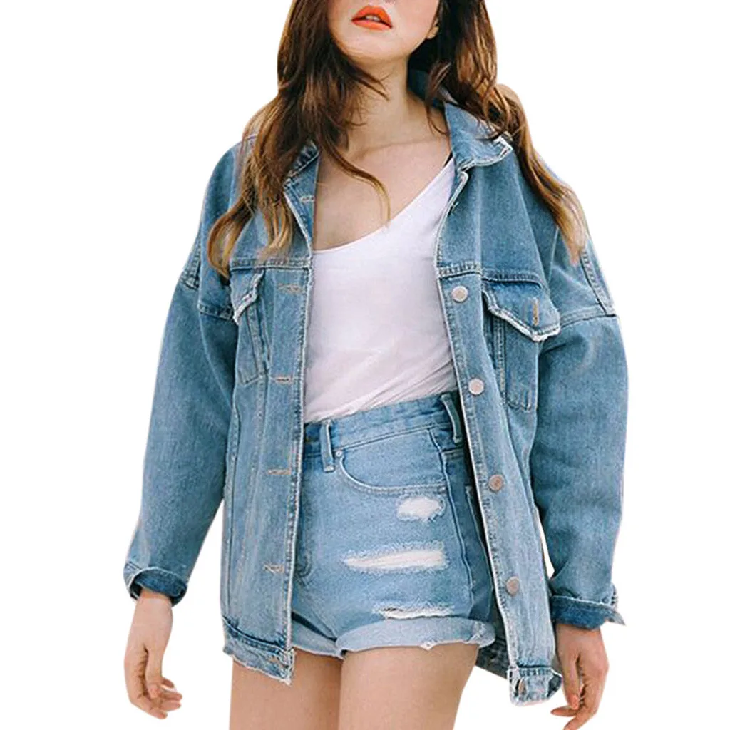 

Women Retro Oversize Loose Button Denim Jackets Casual Pocket Jeans Coat Outwear Chaqueta Mujer Casaco Feminino Jaqueta Feminina