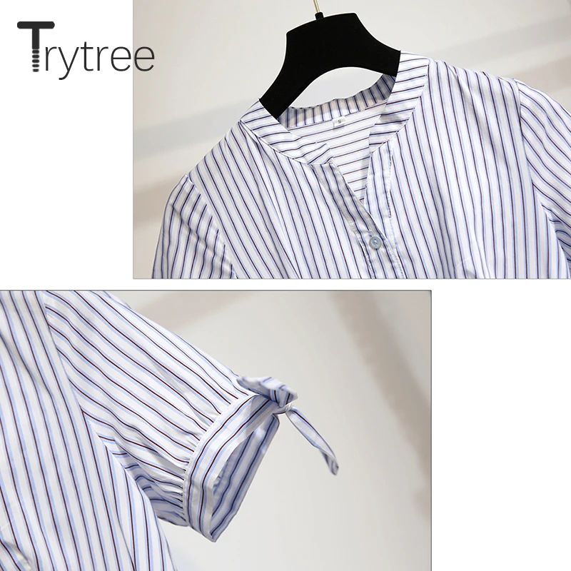 Платье рубашка в полоску Trytree розовое/синее Повседневное платье с поясом на