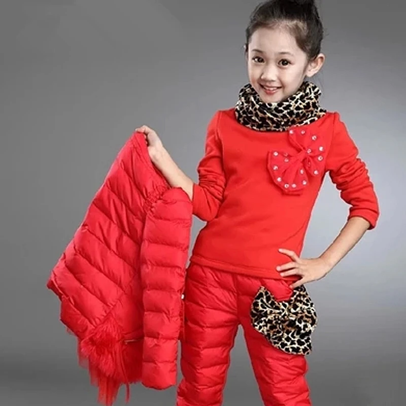 3 10 Y children clothing sets girls winter jacket down cotton padded