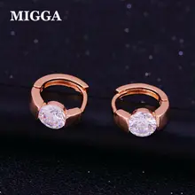 MIGGA Мода Цирконий серьги-гвоздики золотые, розовые серьги/серебряные Цвет кисточки с маленькими круглыми камнями Кристаллические серьги для Для женщин