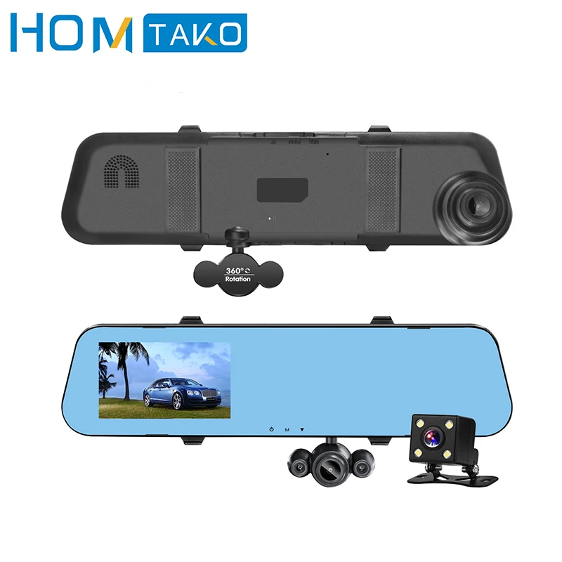 Автомобильный видеорегистратор 4 0 Full HD 1080P 3 камеры заднего вида DashCam