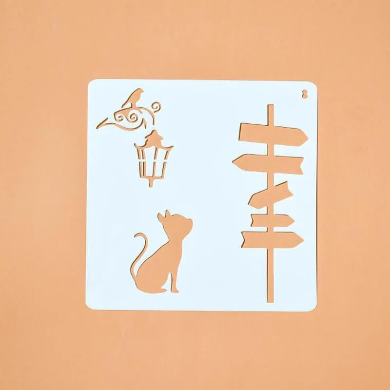 

Bullet Journal Openwork Road Sign Stencil Material Engraving Drawing Stencil Scrapbooking Album Decorative Embossing Template