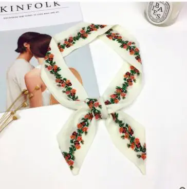 Fashion Slender Tie Bag Handle Skinny Scarves Small Narrow Long Scarf Ribbon Floral Decorative ...