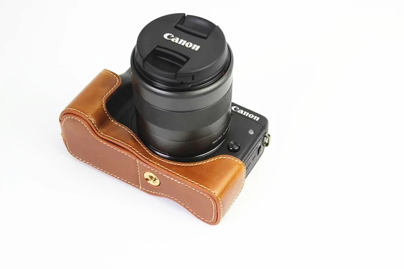brown Новинка из искусственной кожи Половина чехол для canon eos m3 для зеркальной однообъективной камеры eos m3 Камера в черном и коричневом цвете/Кофе - Цвет: brown