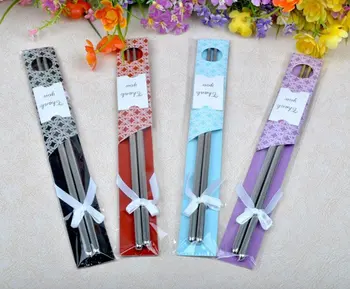 

100 pairs/lot wedding gift souvenirs of stainless steel chopstick sets favors, party return gifts for guest