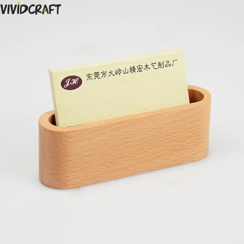 

Beech Wood Business Card Holder Note Holder Desk Organizer Display Device Card Stand Holder Office Stationery Supplies