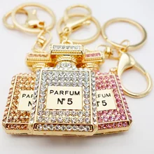 Adojewello Jewelry 3Colors Rhinestone Crystal Twinkling Perfume Bottle Keychain Keyring Gift For Girls Handbag Chram Wholesale