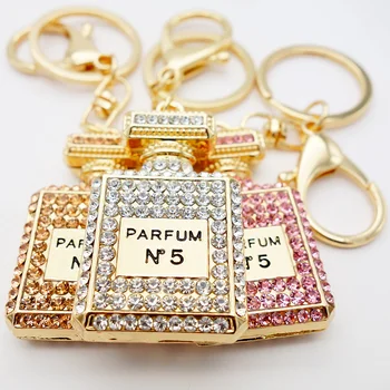 

Adojewello Jewelry 3Colors Rhinestone Crystal Twinkling Perfume Bottle Keychain Keyring Gift For Girls Handbag Chram Wholesale