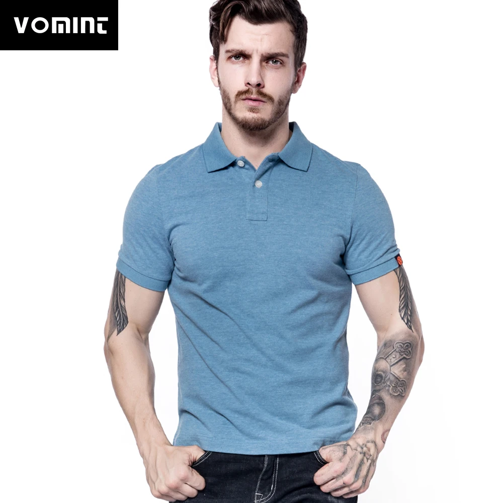 

Vomint 2019 Summer New Mens Cotton Polo shirts Short Sleeve Solid Color shirts for Male M-3XL BP061