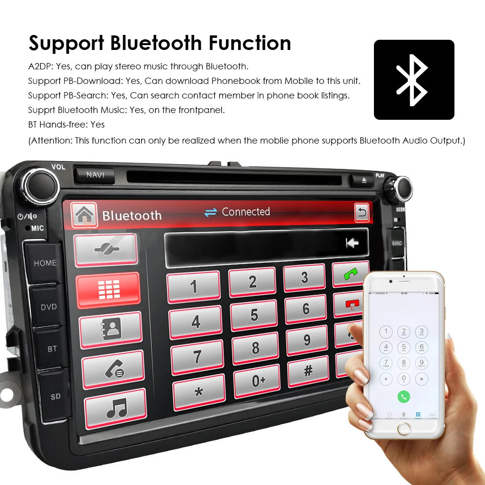 Top Ossuret 2Din 8Inch Car DVD Player For V W/Volkswagen/Passat/POLO/GOLF/Skoda/Seat/Leon DAB+ GPS RDS SWC rear camera FM/AM radio 8