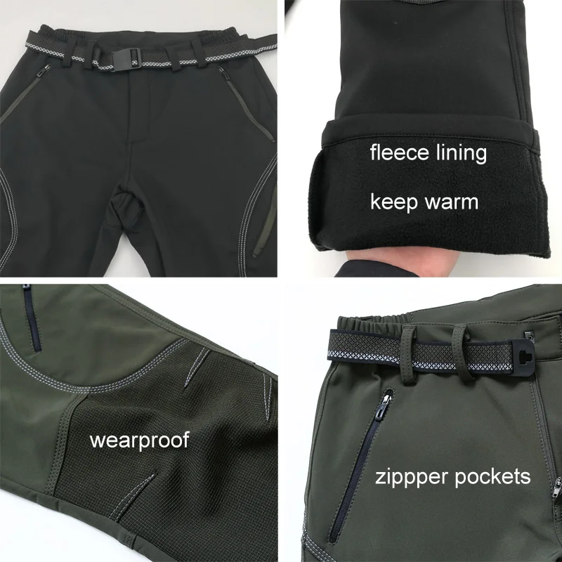 LoClimb de invierno de los hombres pantalones de senderismo hombres polar Softshell pantalones de hombre al aire libre montaña/Esquí/pesca/Trekking resistente al agua pantalones AM093