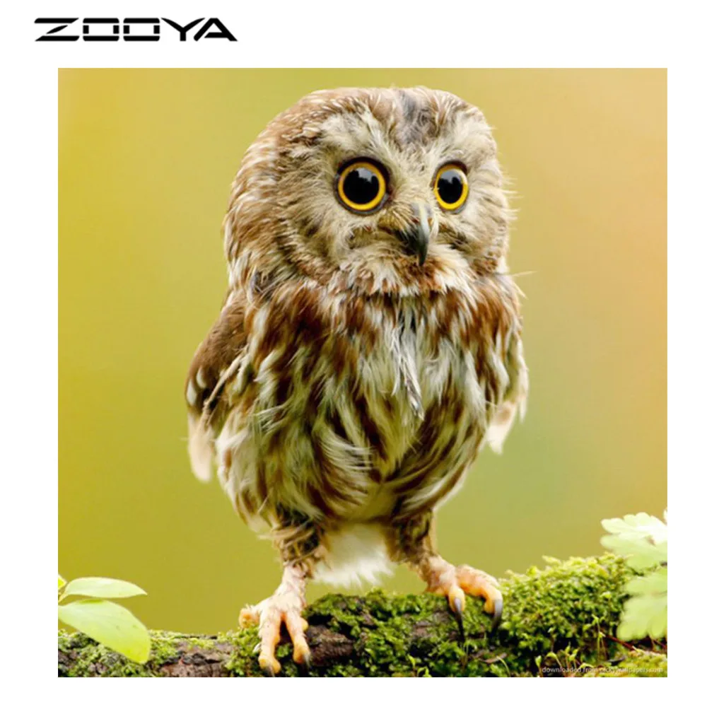 

ZOOYA Diamond Embroidery Painting Animal Owl Diamond Cross Stitch Pattern Rhinestones Round Full Diamond Mosaic Kits RF1306