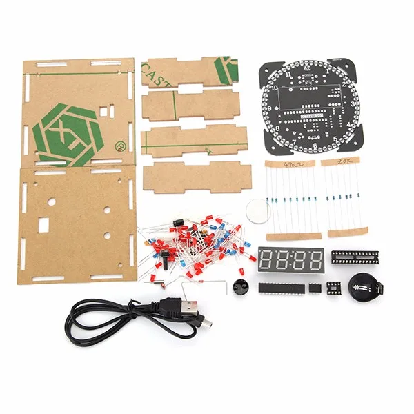 

Upgrade DIY EC1515B DS1302 Light Control Rotation LED Electronic Clock Kit Board Music Alarm Light Control Clock