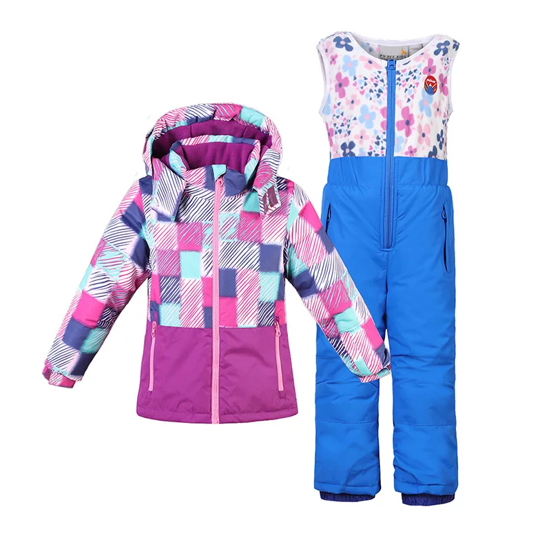 Лыжный костюм для девочек, зимняя водонепроницаемая Спортивная куртка для мальчиков, сноуборд, детский лыжный набор с капюшоном, теплый и ветрозащитный лыжный костюм