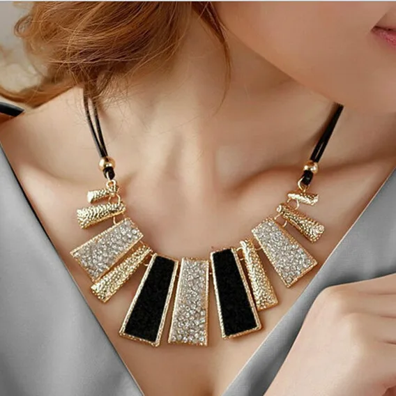 Женский дизайн модные бусы эмалированный нагрудник кожаный плетеный браслет-цепочка золотые ожерелья и подвески# DQlyt