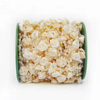 

30 m\lot Handmade DIY Artificial Rose Pearl Beads Line Strings Pearl Necklace For Wedding Party Christmas Hanging Decoration