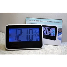 OUYUN Alarm Clocks LED Display Voice Activated Wake Up Blue Light Table Clock Electronic Watch font