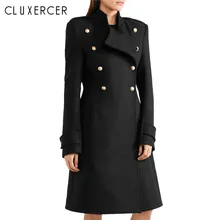 Зимние женские пальто Новые элегантные женские облегающие двубортные черные зимние пальто Длинная Верхняя одежда для женщин casaco feminino