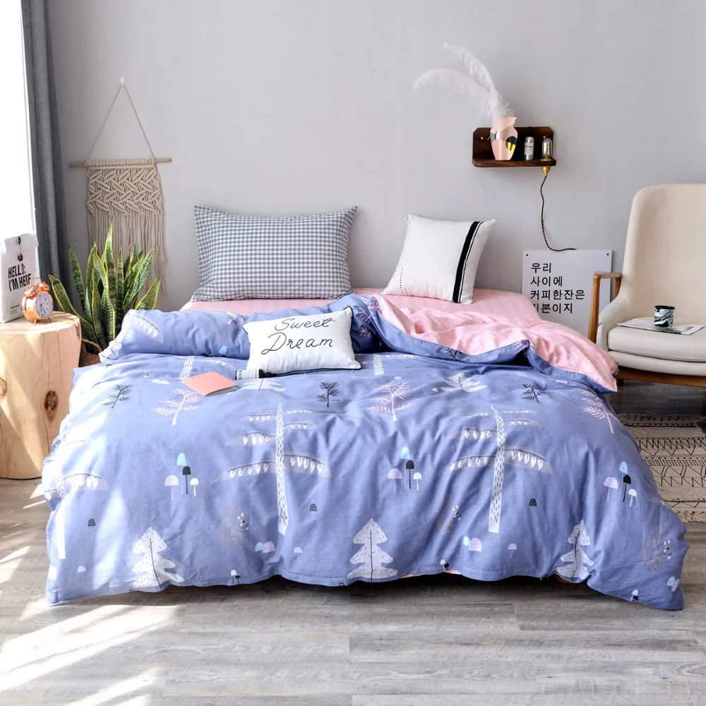 

Purple Cartoon Print 100% Cotton 1Pcs Duvet Cover High Quality Bedding Set Quilt Cover Super King Size 1Pcs 220x240cm Low Price