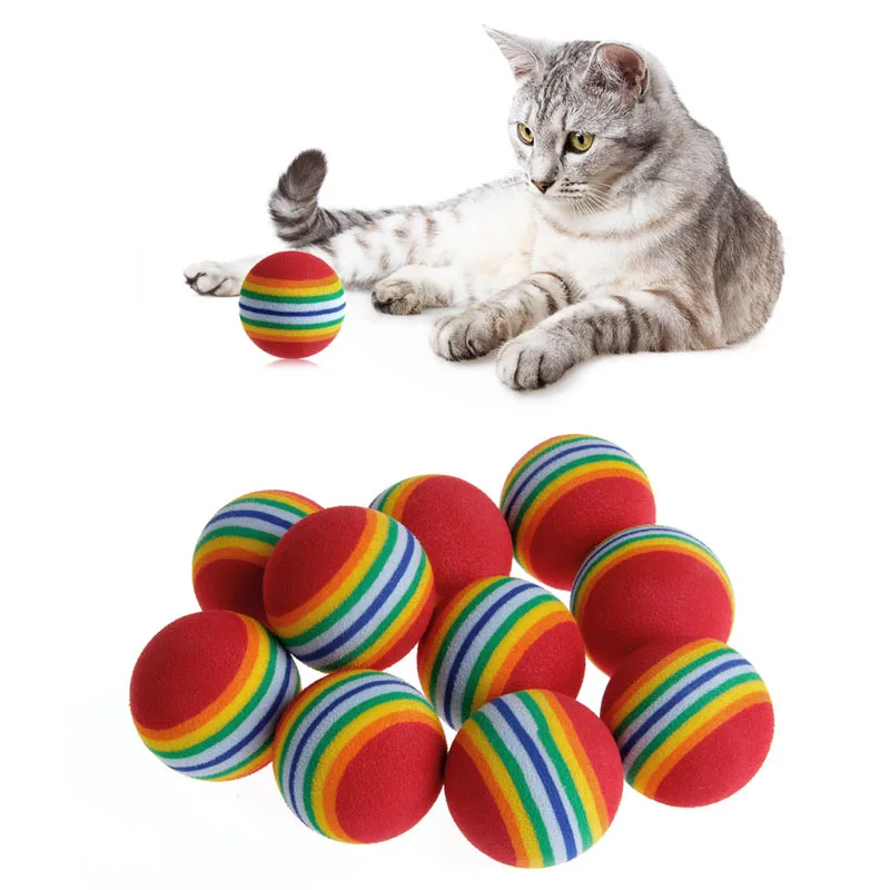 1 5 10Pcs Rainbow Ball Cat Toy Colorful Ball Interactive Pet Kitten Scratch Natural Foam EVA