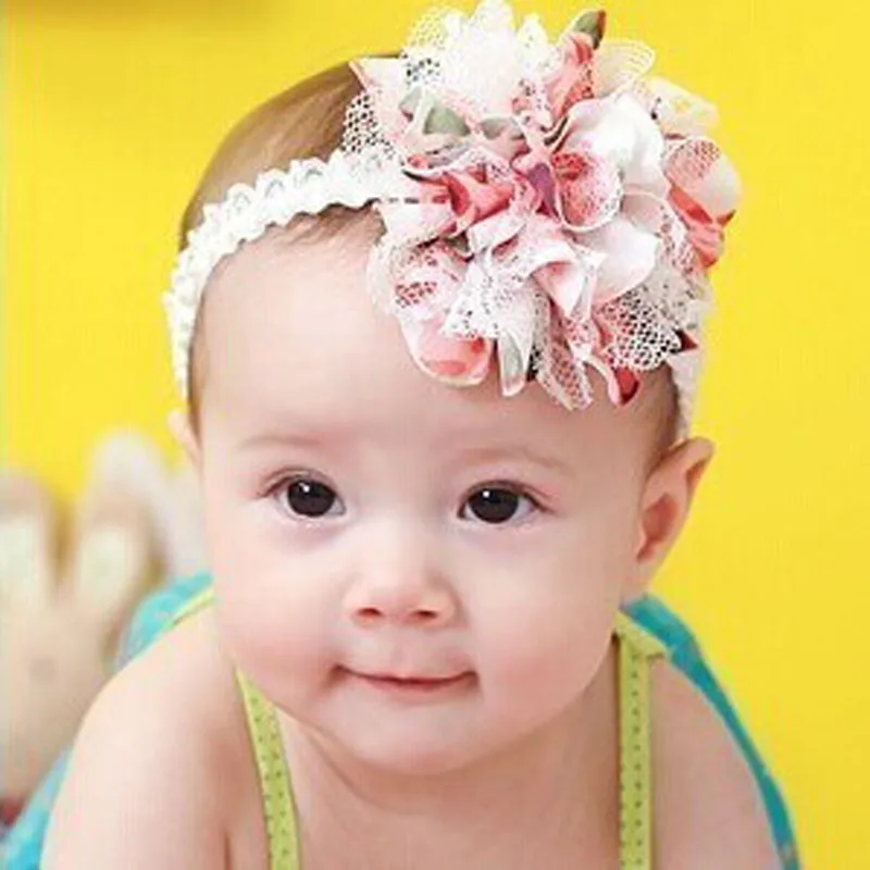 New Baby Flower Headband Girl Lace Infant Hair Weave Baby Accessories Lace Bow Flower Star Print Infant Cotton Hair Band