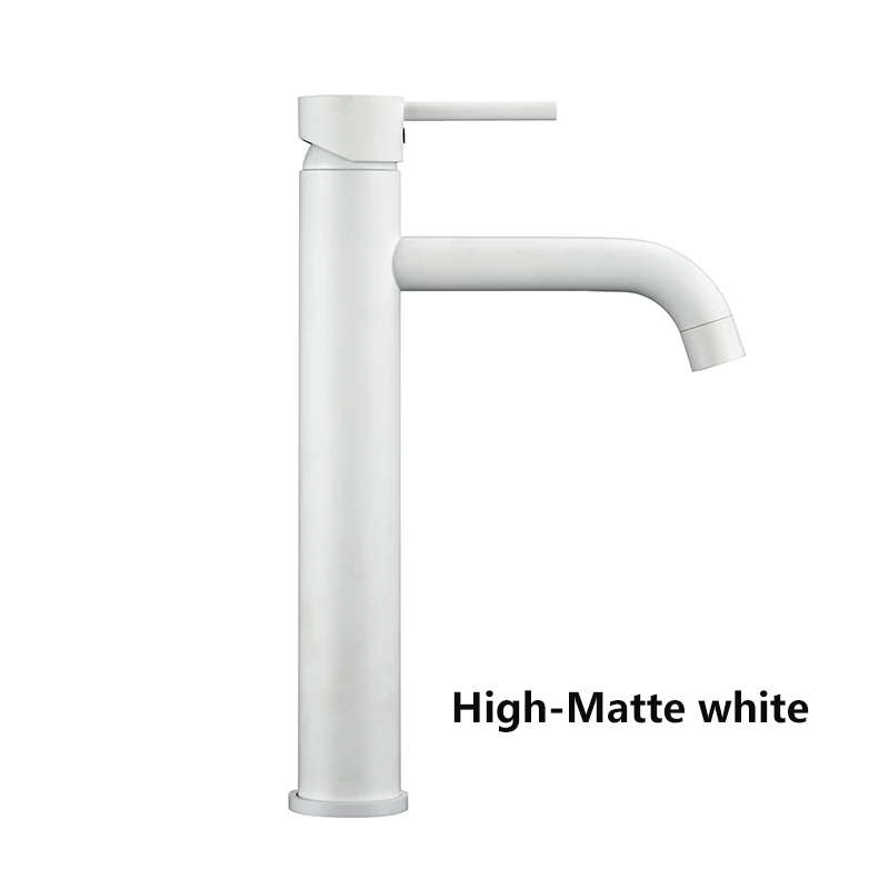 High-Matte White Smesiteli Смесители для ванной комнаты, акция, кран Круглый матовый черный золотой розовый белый смеситель для ванной комнаты, маленький кран для раковины - Цвет: High-Matte White