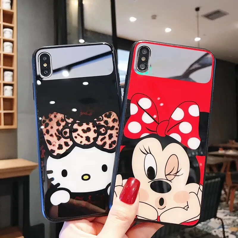 Чехол из закаленного стекла для Apple iPhone 6 6s 7 8 Plus зеркальный чехол макияжа