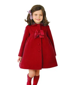 Новинка года, осенне-зимнее детское шерстяное пальто для девочек, длинное теплое шерстяное пальто детские куртки повседневная одежда для маленьких девочек - Цвет: Красный