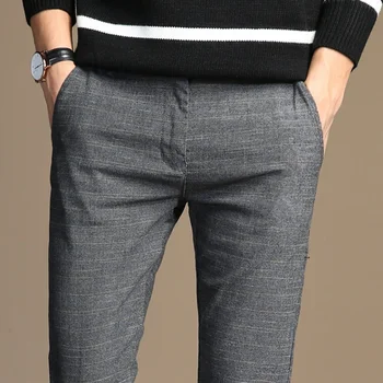 

HCXY 2019 Men's Commerce Casual Cotton Pants good quality Korean style Business Pants for Men Slim Fit Trousers Male Size 38