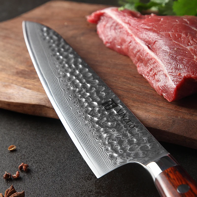  XINZUO 2 PC Kitchen Knife Set Damascus Steel Knives Tools Paring Utility Santoku Chef Slicing Bread - 32998970394
