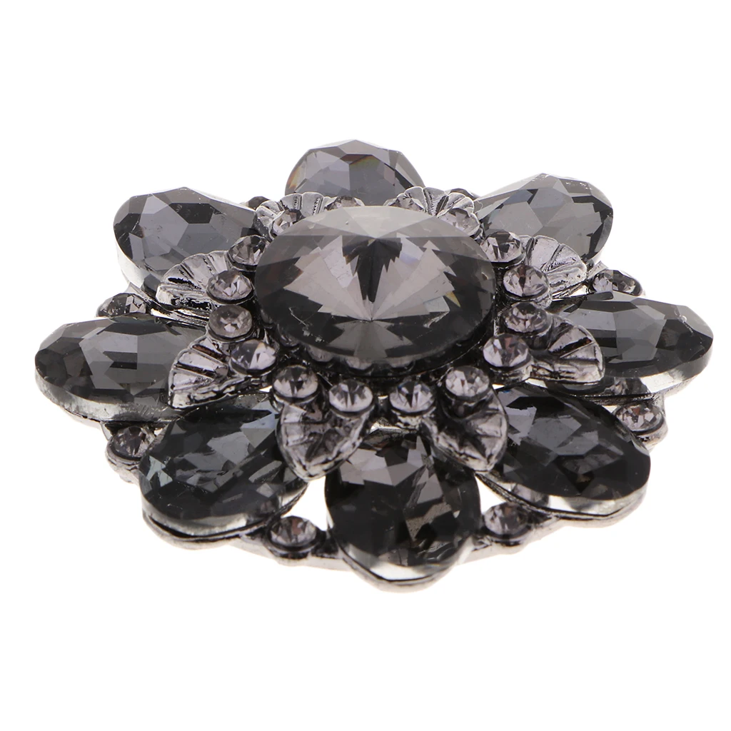 Flower Alloy Crystal Rhinestone Shank Buttons Sewing Decorative Buttons for Sewing Clothing Sweater Dress DIY Crafts Supplies