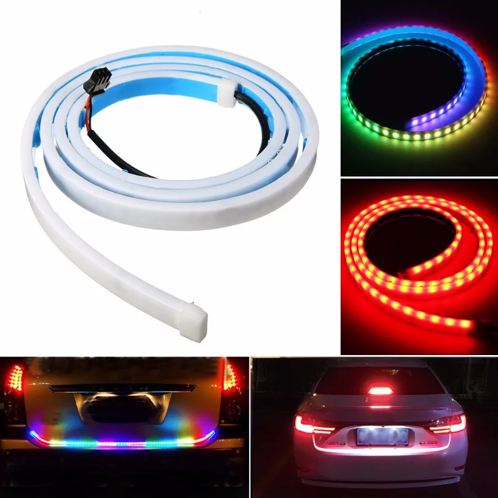 

Lonleap Car LED Brake Turn Signal Light Waterproof LED Strip Trunk Tail Day Running Lights RGB Yellow Red 1.2M