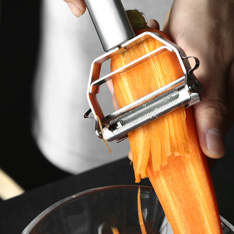 Dual Fruit Vegetable Peeler Julienne Peeler Sharp Stainless Steel Potato Carrot Peeler Metal Double Planing Grater Kitchen Tools (3)