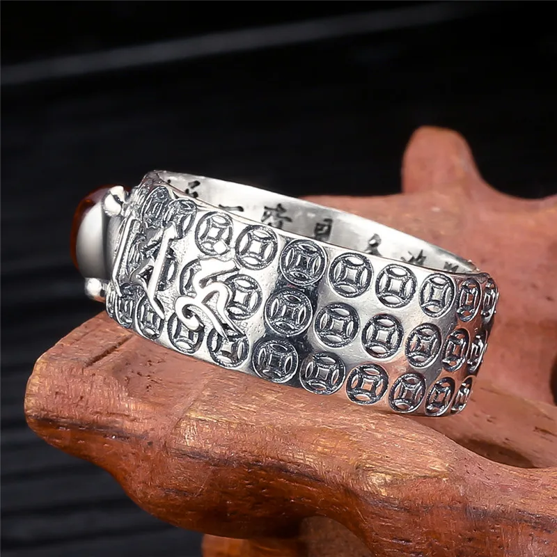V. YA серебряные кольца из натурального камня для мужчин и женщин, Винтажное кольцо из стерлингового серебра 925 пробы, китайское ювелирное серебряное кольцо