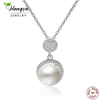

Hongye Fashion Design Round 100% Freshwater Pearl Pendant Necklace with 925 Sterling Silver Fine Jewelry for Women Best Gift