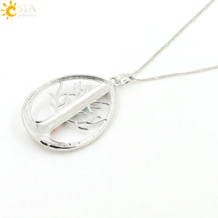 Chakra Tree Yoga Natural Stone Necklace