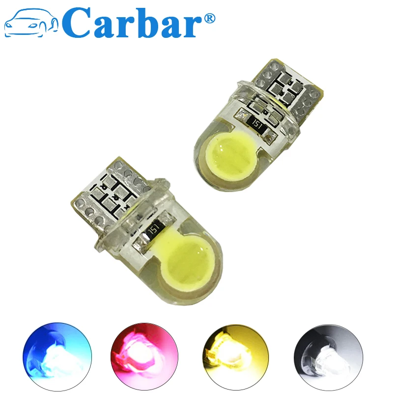 

Carbar# T10 LED W5W LED Bulbs 194 168 Auto Lamp 501 COB Silicone Car LED Lights Super Bright Lamp Bulb 12V White Blue Yellow