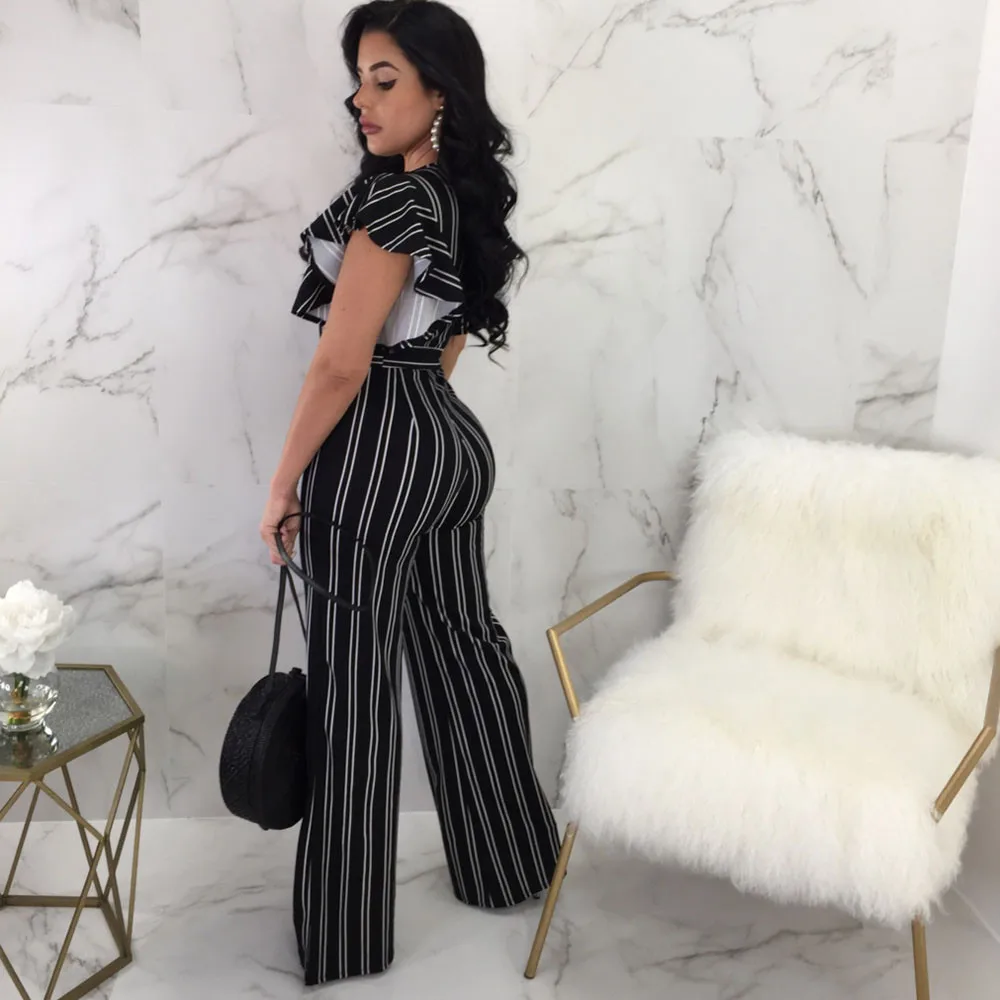 Jumpsuit Summer Women 2018 New Brand Short Sleeve Bodysuits Sexy Clubwear Wide Legs Pants Elegant Jumpsuit combinai F#J05 (3)