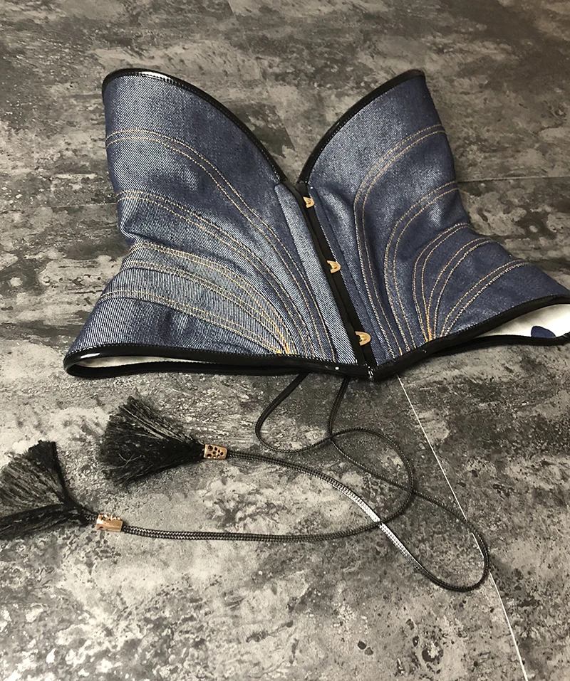 Blue Jean New Design Steel Boned Underbust Corset (3)