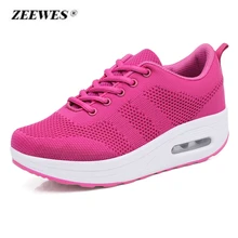 

2018 summer new women's Platform sneakers flying woven breathable mesh casual shoes fashion increased air cushion shoes female