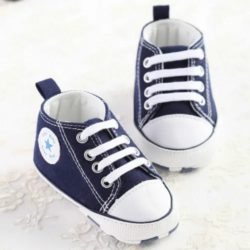 Белые кроссовки для новорожденных мальчиков и девочек, туфли для младенцев, «ползунок», 0-18 месяцев - Цвет: Синий