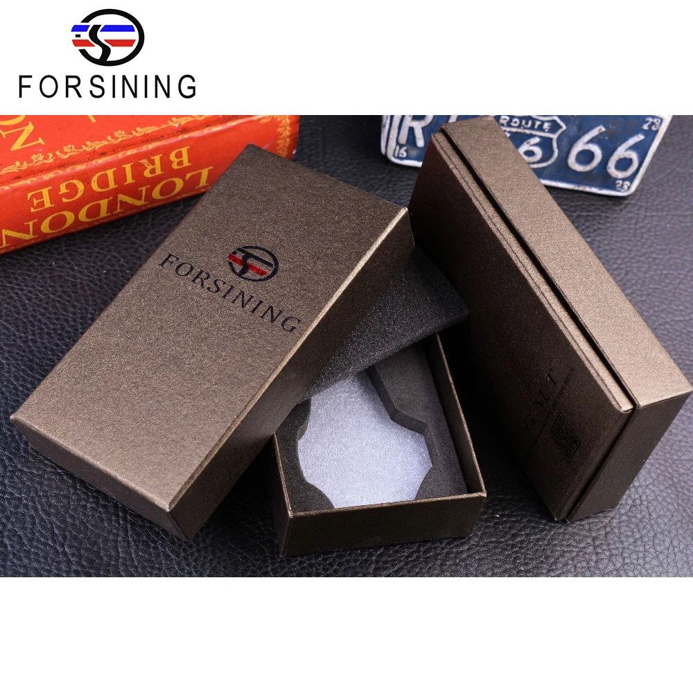 Forsining Королевский синий автоматические мужские часы Tourbillon Moonphase механические мужские часы черный стальной ремешок часы Relogio Masculino